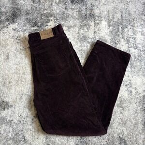 Lauren Ralph Lauren Burgundy Corduroy Pants High Rise Straight Leg Plum Size 14